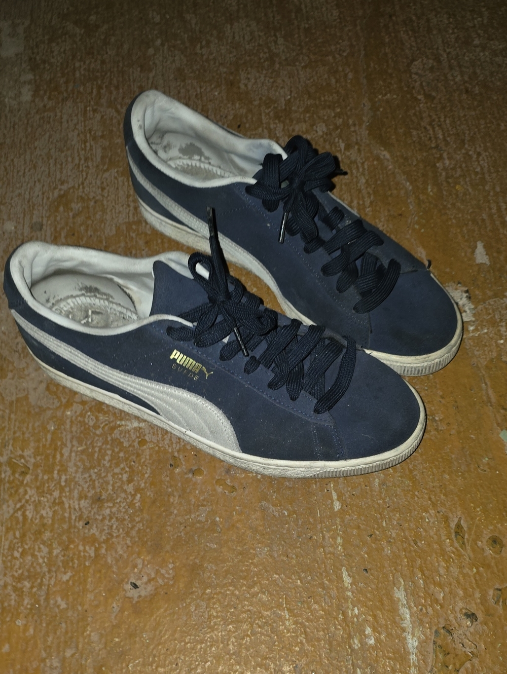 Puma Men's Suede Sneakers in Navy with White Stripe